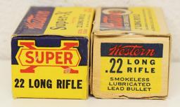 (2) Full Vintage Boxes Western Super-X and Western Target .22 LR Cartridges