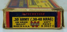 Full Vintage Box Winchester Super-Speed .30 Army (.30-40 Krag) 180 gr. SP Cartridges, Some Wear to