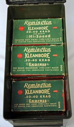 Ammo Can w/9 Vintage Full and Correct Boxes Remington Kleanbore .30-40 Krag 220 gr. Cartridges, (1)