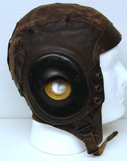 WWII Pilot's Leather Flight Cap, 1944 Type A-11 Made by Selby Shoe Co., Soft Supple Leather
