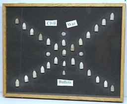 Oak Showcase w/Civil War Bullet Display