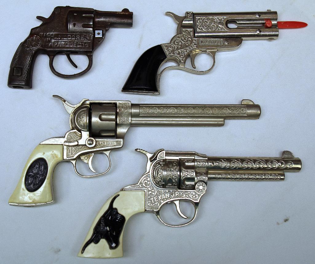 Mixed Lot Cap Guns - Cast Iron Kilgore Invincible (does not Fire), Hubley Texas Ranger, Hubley