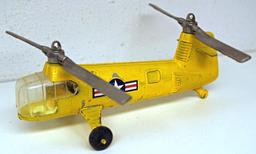 Mixed Lot Hubley Kiddie Toy Airplanes and Helicopter - Helicopter Repainted, Small Blue Toys Missing