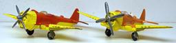 Mixed Lot Hubley Kiddie Toy Airplanes and Helicopter - Helicopter Repainted, Small Blue Toys Missing