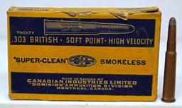 Vintage Dominion Box Full of Mixed Rounds .303 British