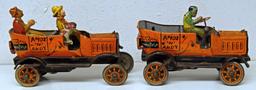 (2) Marx Amos and Andy Fresh Air Taxi Cab Tin Wind-up Toys, Doesn't Work