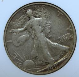 1917S Reverse Mint Mark Walking Liberty Half Dollar Slab ANACS VF30 Details