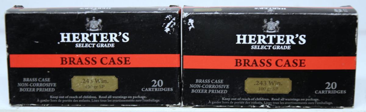 (2) Full Boxes Herter's Select Grade .243 Win. 100 gr. SP Cartridges