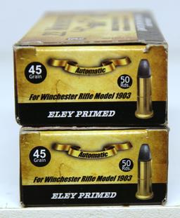 2 Full Boxes Limited Edition .22 Winchester Automatic Cartridges for Winchester Rifle Model 1903