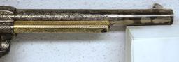 Colt Single Action Army .44 Cal. Sleeved to .22 Cal. Engraved Nickel Plated Revolver w/Gold Wash