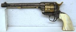 Colt Single Action Army .44 Cal. Sleeved to .22 Cal. Engraved Nickel Plated Revolver w/Gold Wash