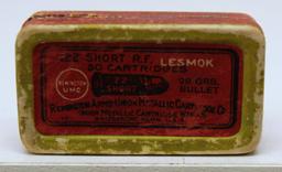 Full Vintage Two Piece Box Remington UMC .22 Short Lesmok Cartridges