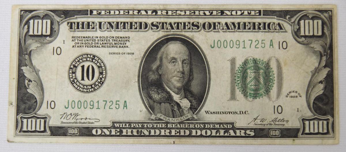 1928 $100 Federal Reserve Note Redeemable in Gold