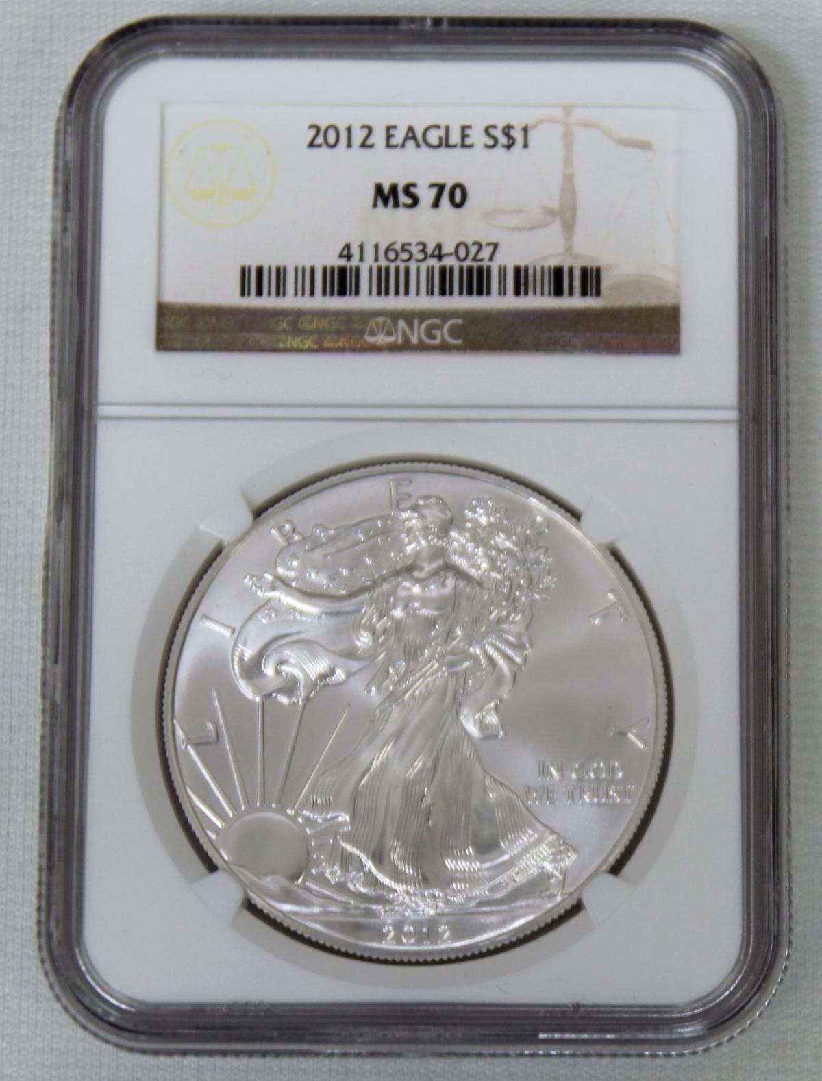 2012 Silver American Eagle Slabbed NGC MS70