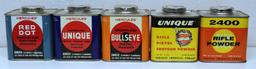 5 Different Hercules Powder Tins, Contents will be emptied if shipped!
