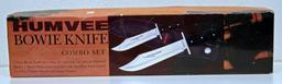 Humvee 2 Pc. Bowie Knife Set w/Nylon Sheath and Box, 10" and 14"