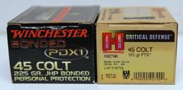 Full Box 20 Hornady Critical Defense .45 Colt 185 gr. FTX and Full Box of 20 Winchester Supreme