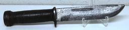 Cattaraugus No. 2250 Military Fighting Knife with Custom Leather Sheath, 6" Blade, 10 1/2" Overall