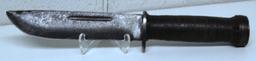 Cattaraugus No. 2250 Military Fighting Knife with Custom Leather Sheath, 6" Blade, 10 1/2" Overall