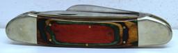 Large Unmarked 3 Blade Folding Knife, 8 3/8" Long Overall while Closed