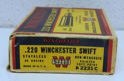 Full Vintage Box Winchester .220 Winchester Swift 48 gr. PSP Cartridges