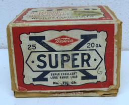 Partial Vintage Two Piece Box of 14 Western Super-X 20 Ga. Field Paper Shotshells