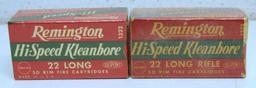 2 Full Vintage Boxes Remington Hi-Speed - .22 Long and .22 LR Cartridges