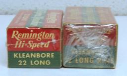 2 Full Vintage Boxes Remington Hi-Speed - .22 Long and .22 LR Cartridges