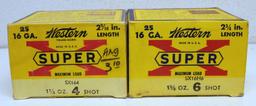 2 Full Vintage Boxes Western Super-X 16 Ga. Shotshells - 2 3/4" and 2 9/16"