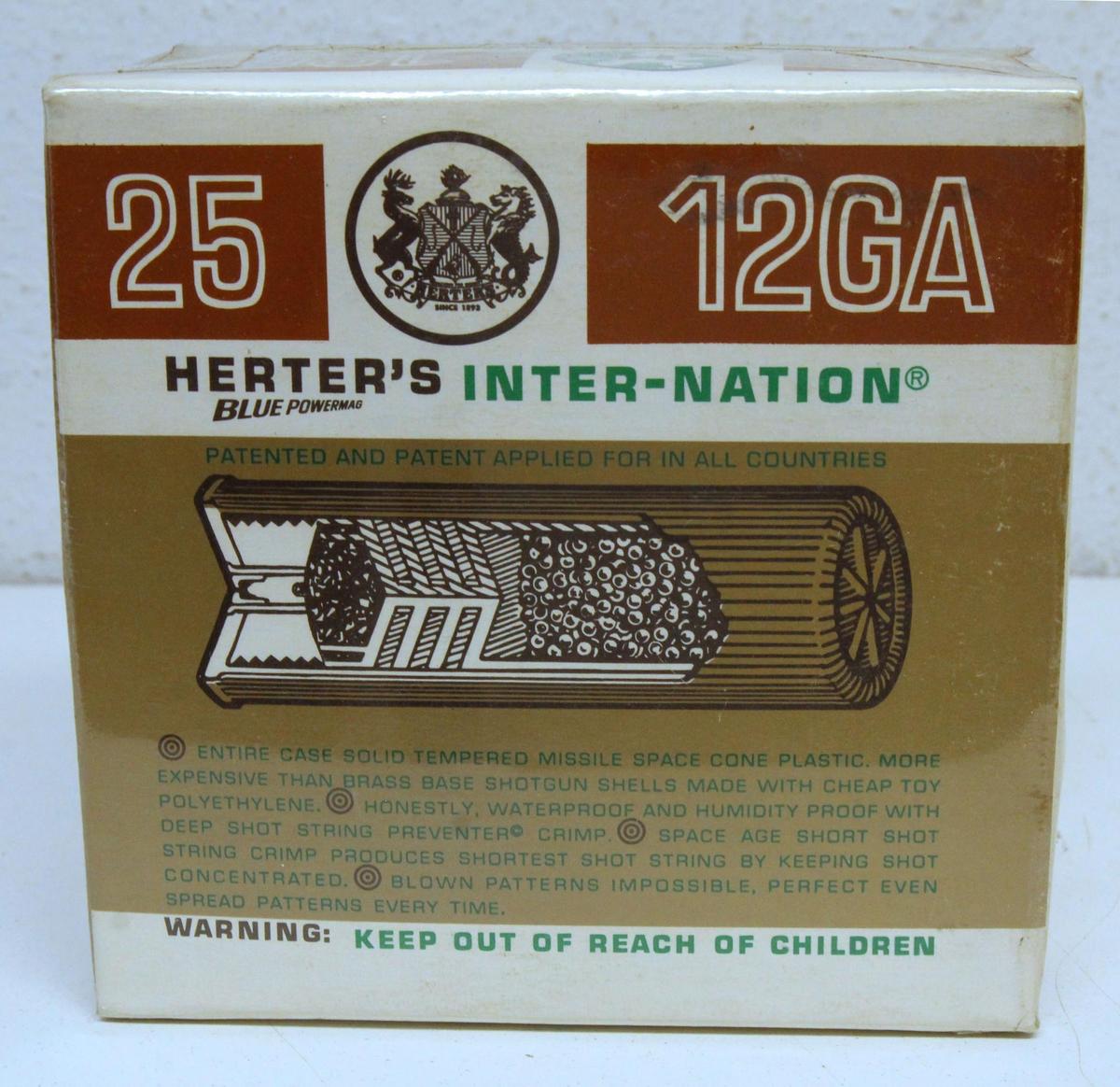Full Vintage Box Herter's Inter-Nation Powermag 12 Ga. 2 3/4" Shotshells