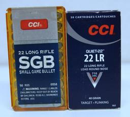2 Full Different Boxes CCI .22 LR Cartridges - Small Game Bullet, Quiet 22