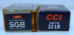 2 Full Different Boxes CCI .22 LR Cartridges - Small Game Bullet, Quiet 22
