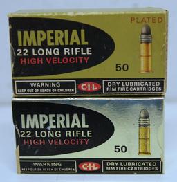 2 Full Different Vintage Boxes C-I-L Imperial .22 LR Cartridges