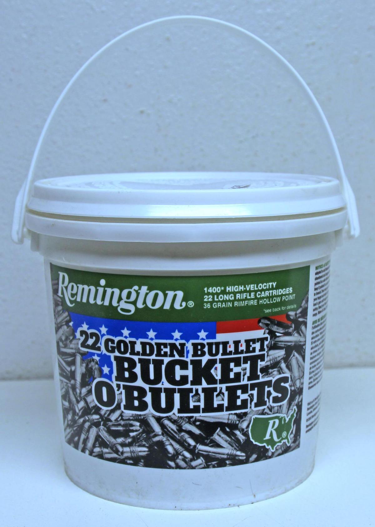 Full Remington Ammunition 22 Golden Bullet Bucket O'Bullets 1400 Rounds .22 LR Cartridges