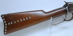 Winchester Model 1892 .44 WCF Saddle Ring Carbine Lever Action Rifle Right Side of Stock Decorated