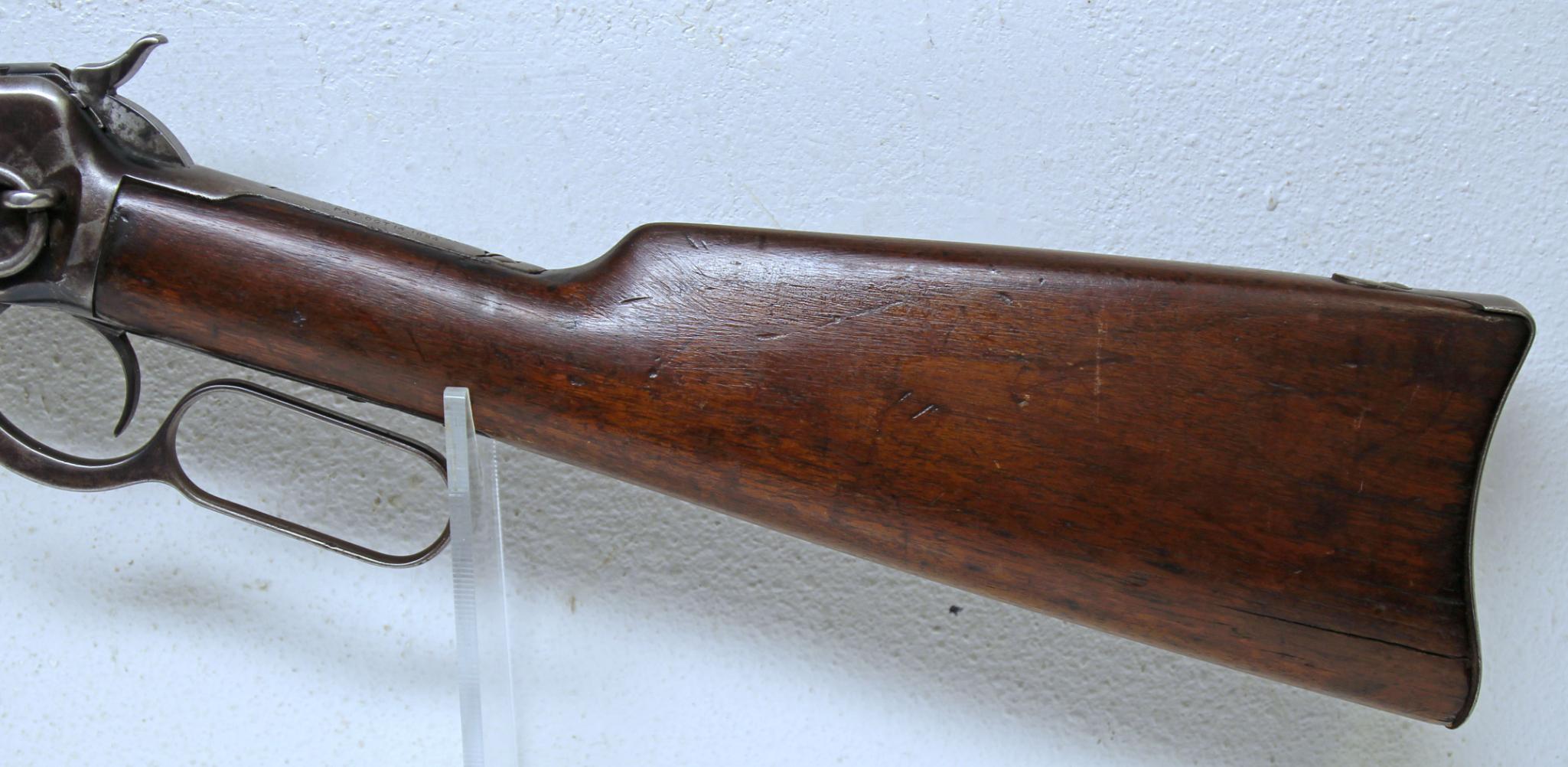 Winchester Model 1892 .44 WCF Saddle Ring Carbine Lever Action Rifle Right Side of Stock Decorated