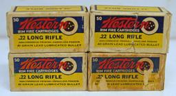 4 Full Vintage Boxes Western .22 LR Cartridges Ammunition - some damage to boxes...