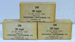 2 Full and 1 Partial of 50 (250 Total) Western Cartridge Co. .30 Luger 93 gr. Bullets for Reloading