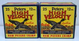 2 Full Vintage Boxes Peters High Velocity 12 Ga. 2 3/4" 5 Shot Shotshells Ammunition...