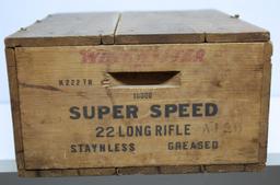 Winchester Super Speed .22 LR Cartridges Wooden Ammo Box, Hinged Lid and Inside Partitions Added...