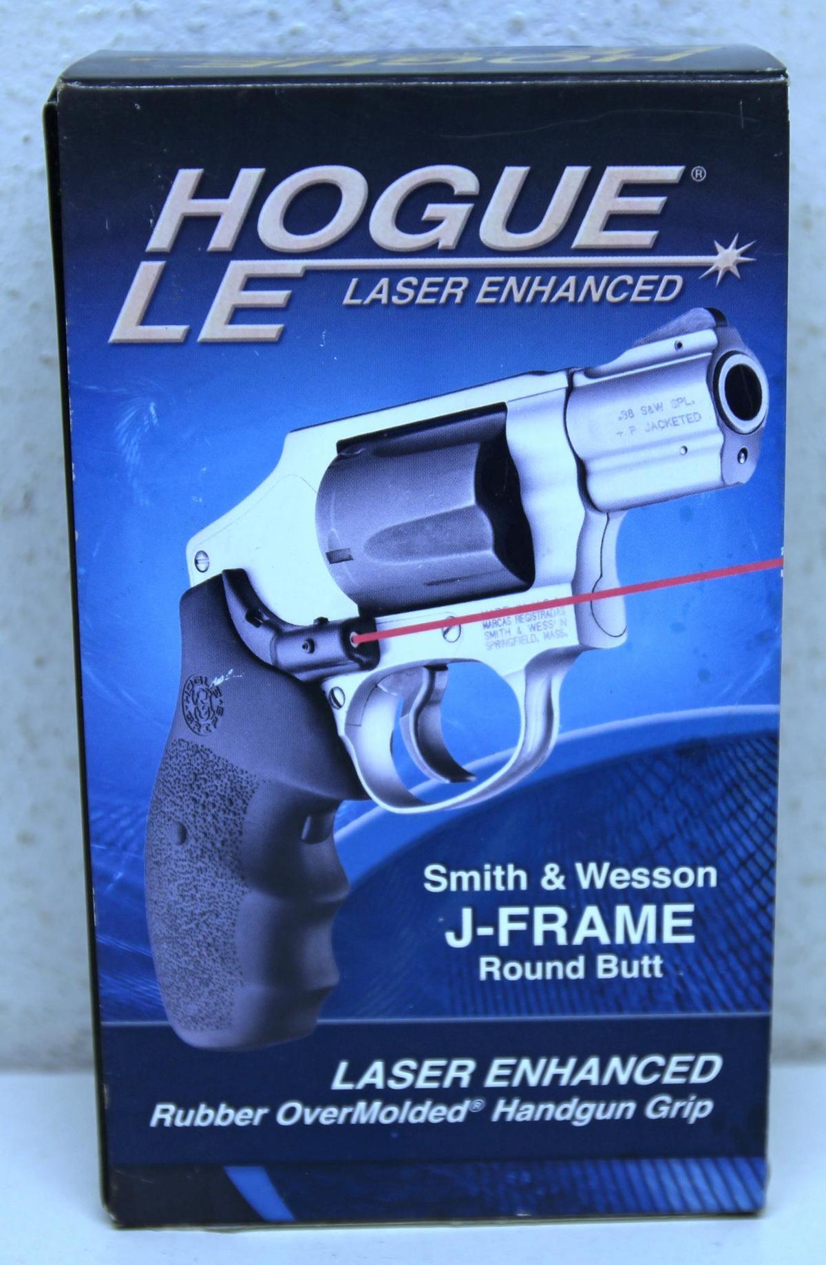 New Hogue Laser Enhanced Handgun Grips with Laser for S&W J-Frame Round Butt...