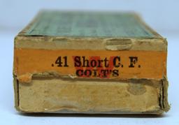 Partial Vintage Two Piece Box of 18 Winchester .41 Cal. Short Cartridges Ammunition for Colt's