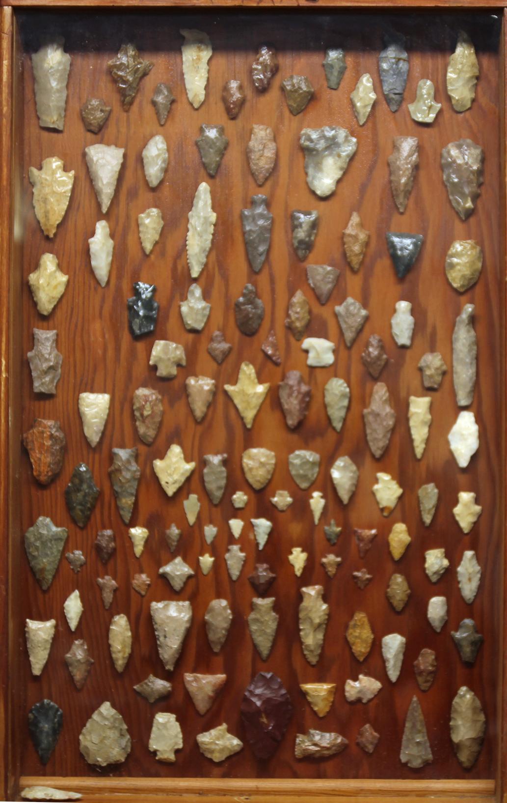 Frame of Prehistoric Native American Indian Arrowheads and Tools from the W.R. (Uncle Billy) Newman
