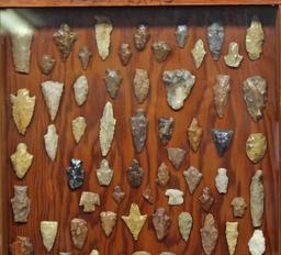 Frame of Prehistoric Native American Indian Arrowheads and Tools from the W.R. (Uncle Billy) Newman