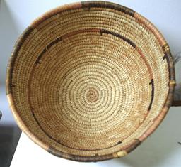 Two Large Native American Indian Hopi Woven Baskets - 12" x 18" with Lid with Some Damage on
