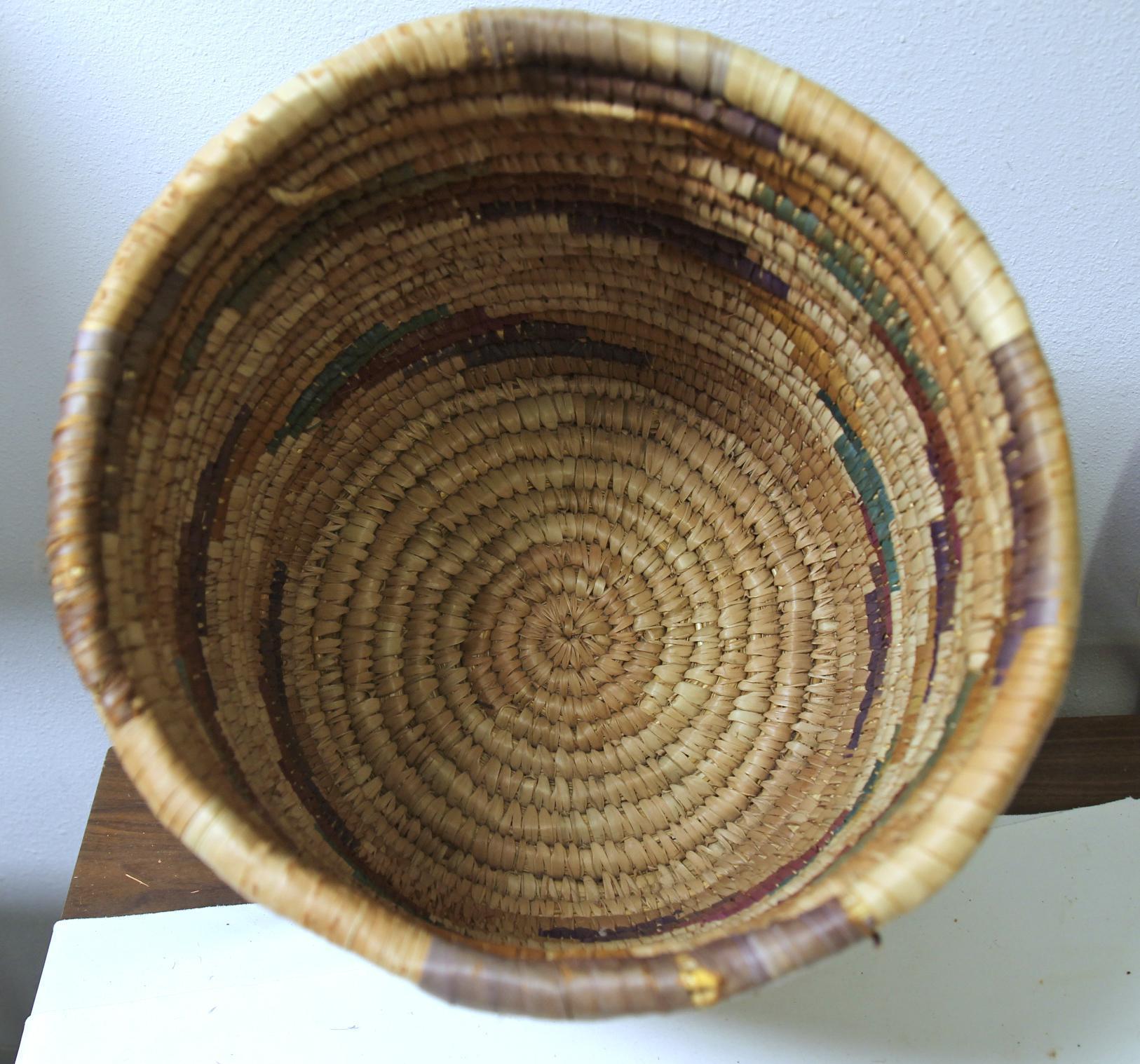 Two Large Native American Indian Hopi Woven Baskets - 12" x 18" with Lid with Some Damage on