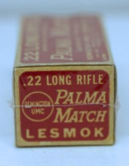 Full Vintage Box Remington .22 LR Palma Match Lesmok...Cartridges Ammunition...