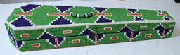 Old Native American Indian Fully Beaded Violin Case, Written with Beadwork on the Bottom "R H