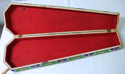 Old Native American Indian Fully Beaded Violin Case, Written with Beadwork on the Bottom "R H