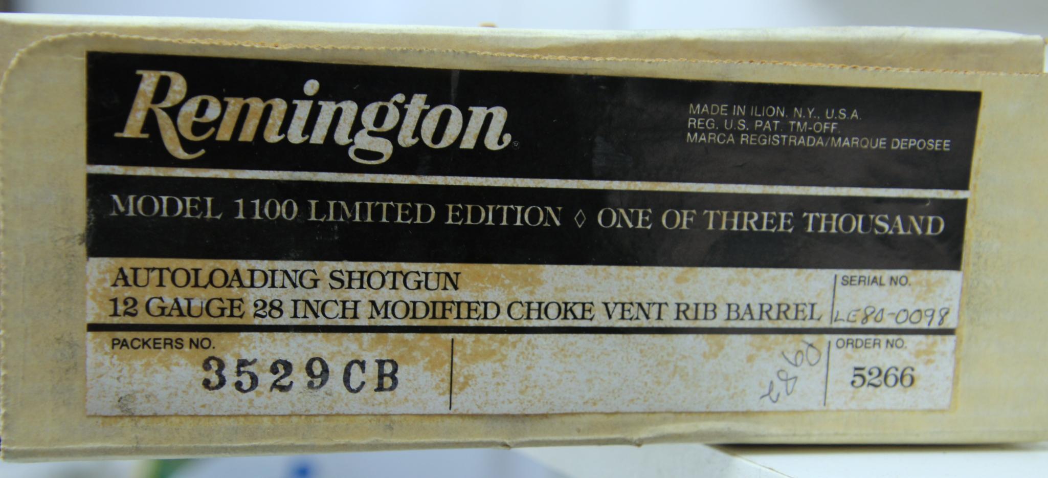 Remington Model 1100 Limited Edition 1/3000 12 Ga. Semi-Auto Shotgun, New Old Stock in Original Box.
